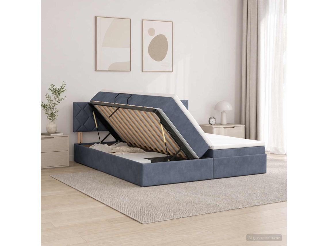 Vidaxl Cama Com Armazenamento Com Cabeceira 2 Unid. Cinzento-escuro