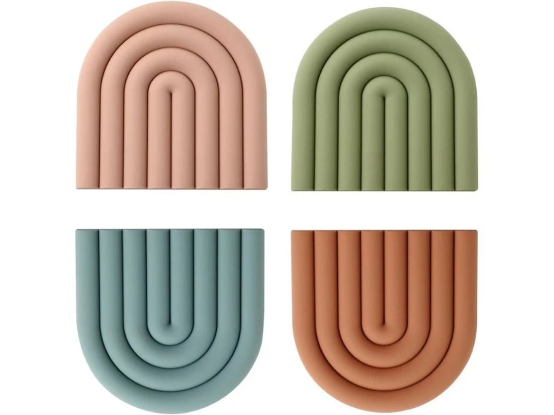 Conjunto De 4 Porta-copos Silicone Para Bancada E Mesa