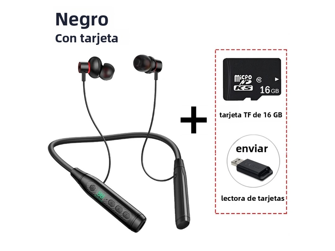 Fones MDUG Bluetooth sem fio com faixa para pescoço, microfone, compatível com cartão TF