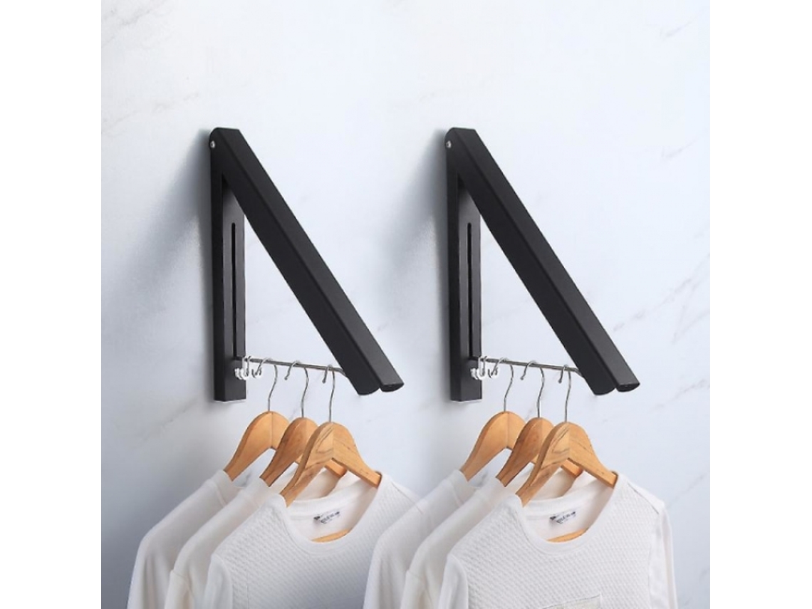 Pacote Com 2 - Cabide Extensível Preto Para Roupas - Cabide De Parede