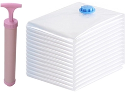 Conjunto 5 Sacos Armazenamento Vácuo Bomba Manual Compressíveis Transparentes Otimizam Espaço Roupas Edredons GOKOCO