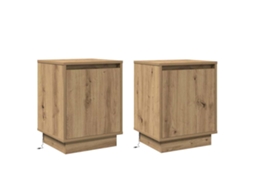 Conjunto de 2 Armários de Cabeceira Carvalho Artesanal 39x34,5x50 cm MAISON EXCLUSIVE