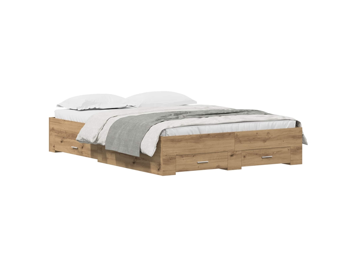 Estrutura da Cama com Gaveta em Carvalho Artesanal 140x190 cm MAISON EXCLUSIVE
