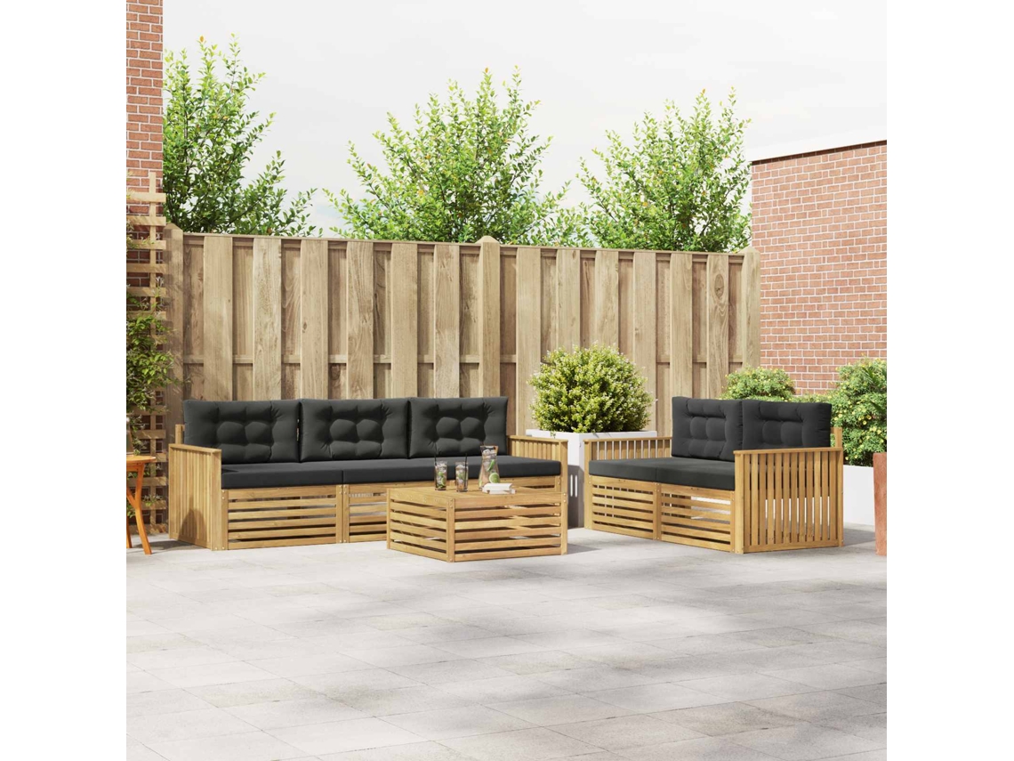 Vidaxl Conjunto De Sofás Para Exterior 6 Unid. Branco E Antracite