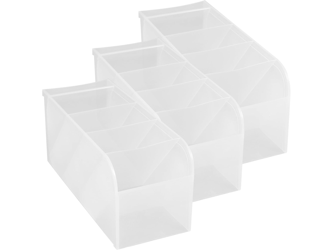 Organizador Vertical Transparente Amosfun de 3 Peças com Vários Compartimentos para Canetas, Porta pincéis Maq