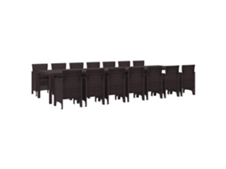 Vidaxl Conjunto De Jantar Para Jardim Com Almofadas 15 Unid. Castanho