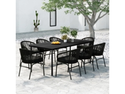 Vidaxl 9 Pcs Conjunto De Jantar Para Jardim Preto