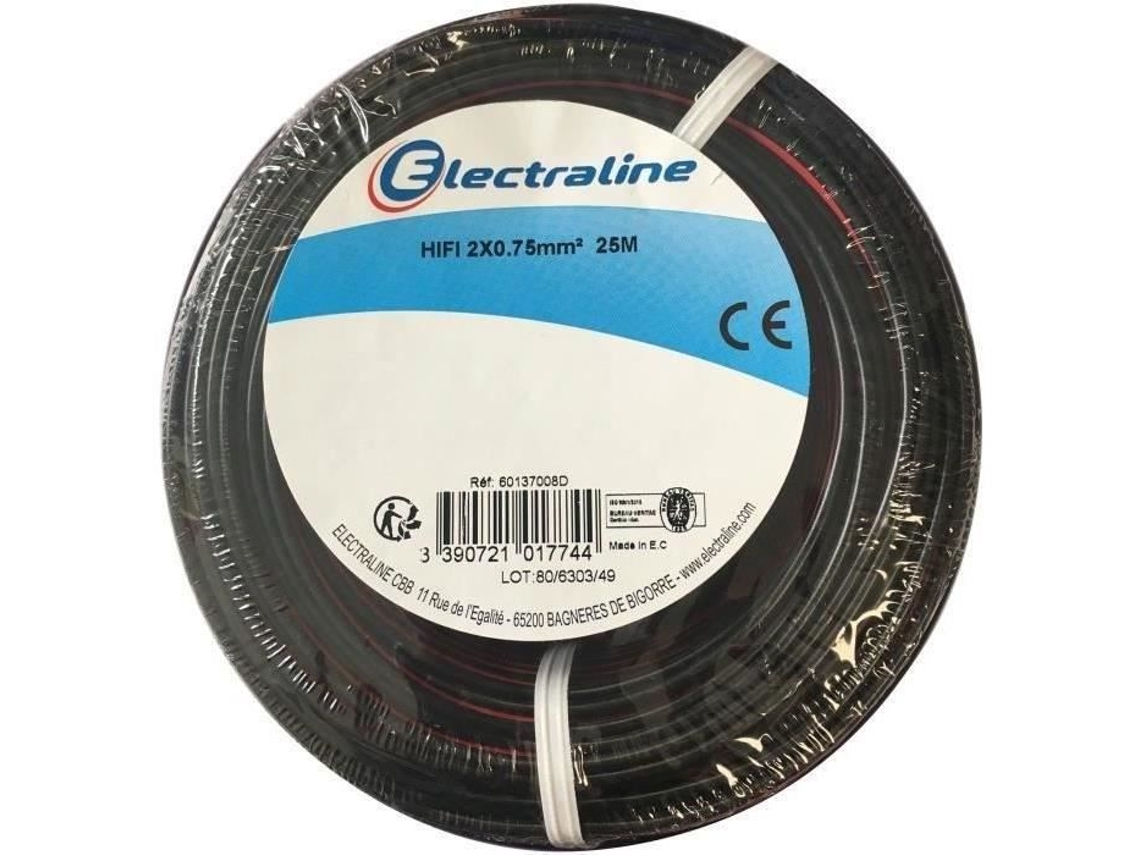 Cabo Hifi Electraline 2x0,75 Mm 25m Preto E Vermelho