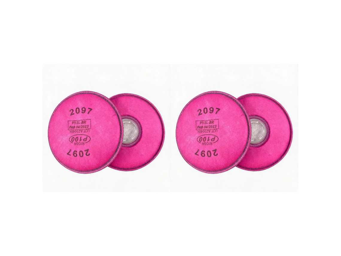 Algodão Filtrante para Partículas 2097 P 100 para Máscaras Respiratórias da Série Ff 400 6000/7000 SIURN (4 Peças)