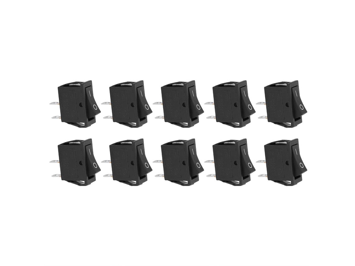 Pacote com 10 interruptores basculantes de 2 pinos, modo liga/desliga, terminal prateado, acessório residencial KCD3
