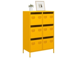 Vidaxl Móvel Alto 68x39x101,5 Cm Aço Amarelo Mostarda