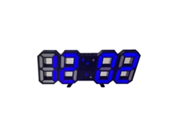Relógio Digital Led 3d Parede Com Alarme Azul