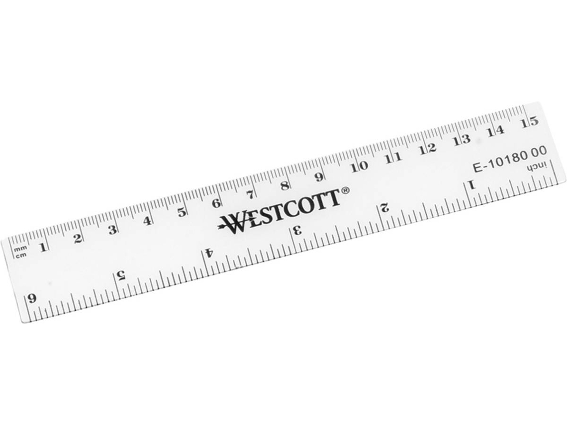 Régua WESTCOTT 15 cm/6" Centímetros/Polegadas (Transparente)