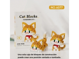Brinquedo de Blocos de Montar: Gato Laranja Miau Miau com Vaca Prateada em Degradê MDUG (estilo 1)