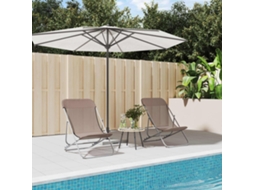Vidaxl Cadeiras Praia Dobráveis 2pcs Textilene/aço Revest. Pó Castanho