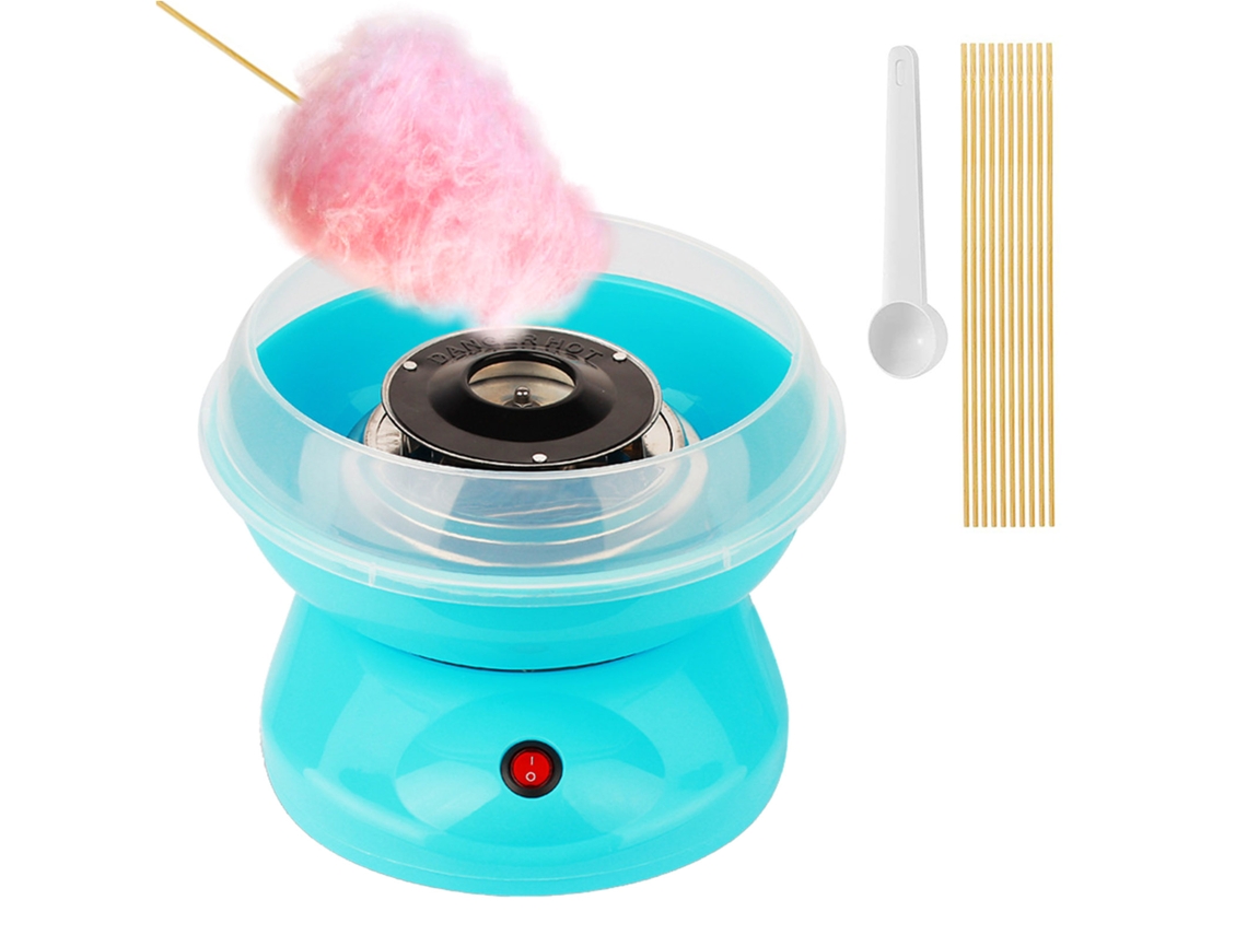 Laxiscreed Máquina De Algodão Doce Mini 450w Portátil E Fácil De Usar Com Palitos E Colher, Azul Celeste