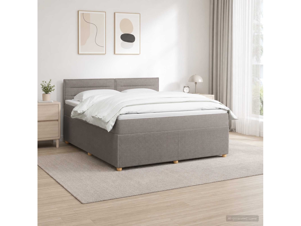 Vidaxl Cama Box Spring Com Colchão Cinzento-acastanhado 140 X 200 Cm