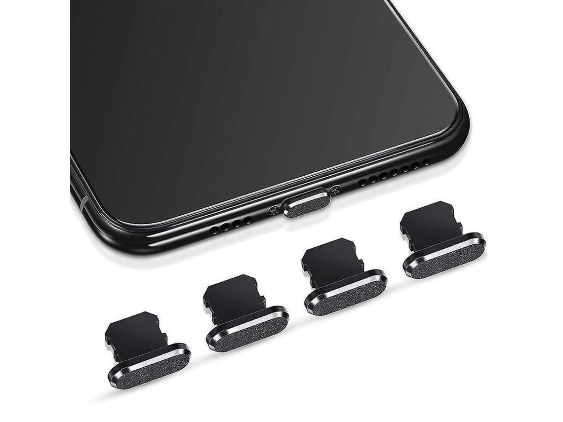 Conjunto de 4 plugs anti poeira YURU compatíveis com Iphone, preto