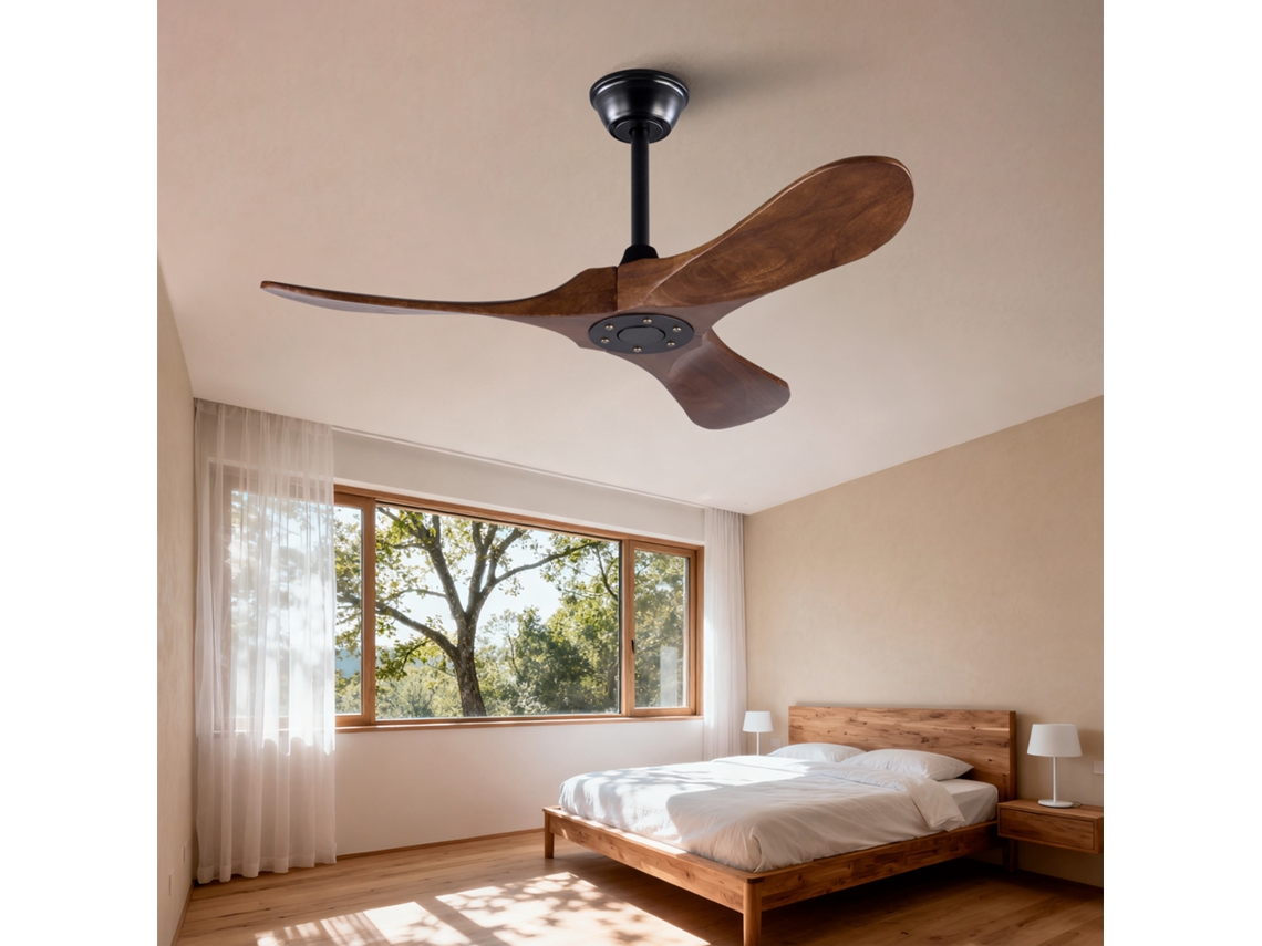 Ventilador Teto 42 Pol 3 Pás Madeira Hélice Nogueira VELTRIX