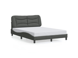 Estrutura de Cama com Sem Colchão 120x200cm Tecido Cinzento escuro MAISON EXCLUSIVE