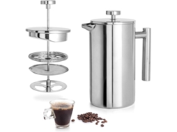 Cafeteira Francesa Ing, Feita De Aço Inoxidável, Capacidade 800 Ml, Prensa Inoxidável Com Parede Dupla Isolada, Fácil Limpar.