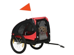 Trailer Para Vermelho Cães, Dobrável Bicicleta Resistente À Água, Oxford Tecido, Metal, 140 X 71 83 Cm,