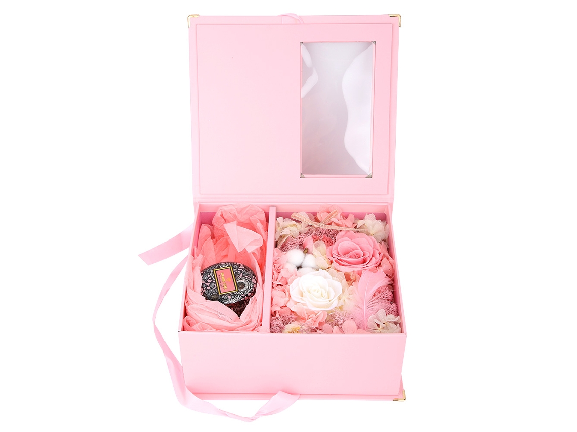Rosa Preservada Aromaterapia Óleo de Côco Caixa Presente