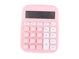 Calculadora de mesa com botões grandes, eletrônica, funciona com pilhas, para casa, sala de aula e escritório, cor rosa