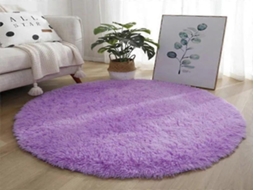 Lurelia Tapete Exterior Redondo Tecido Antiderrapante Lavável Macio Fofo Branco R272