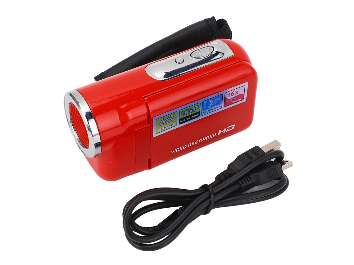Câmara De Vídeo Hd 16mp 1080p Com Zoom Digital 16x, Tela Rotatória De 2 Polegadas, Gravador De Vídeo Usb Para Viagens Vermelho