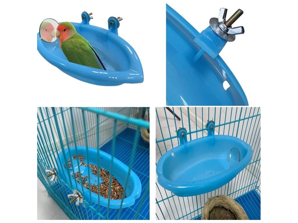 2026 bandeja de Baño para Aves Con Espejo Giratorio de Doble Lado Y Comedero para Jaulas de Mascotas