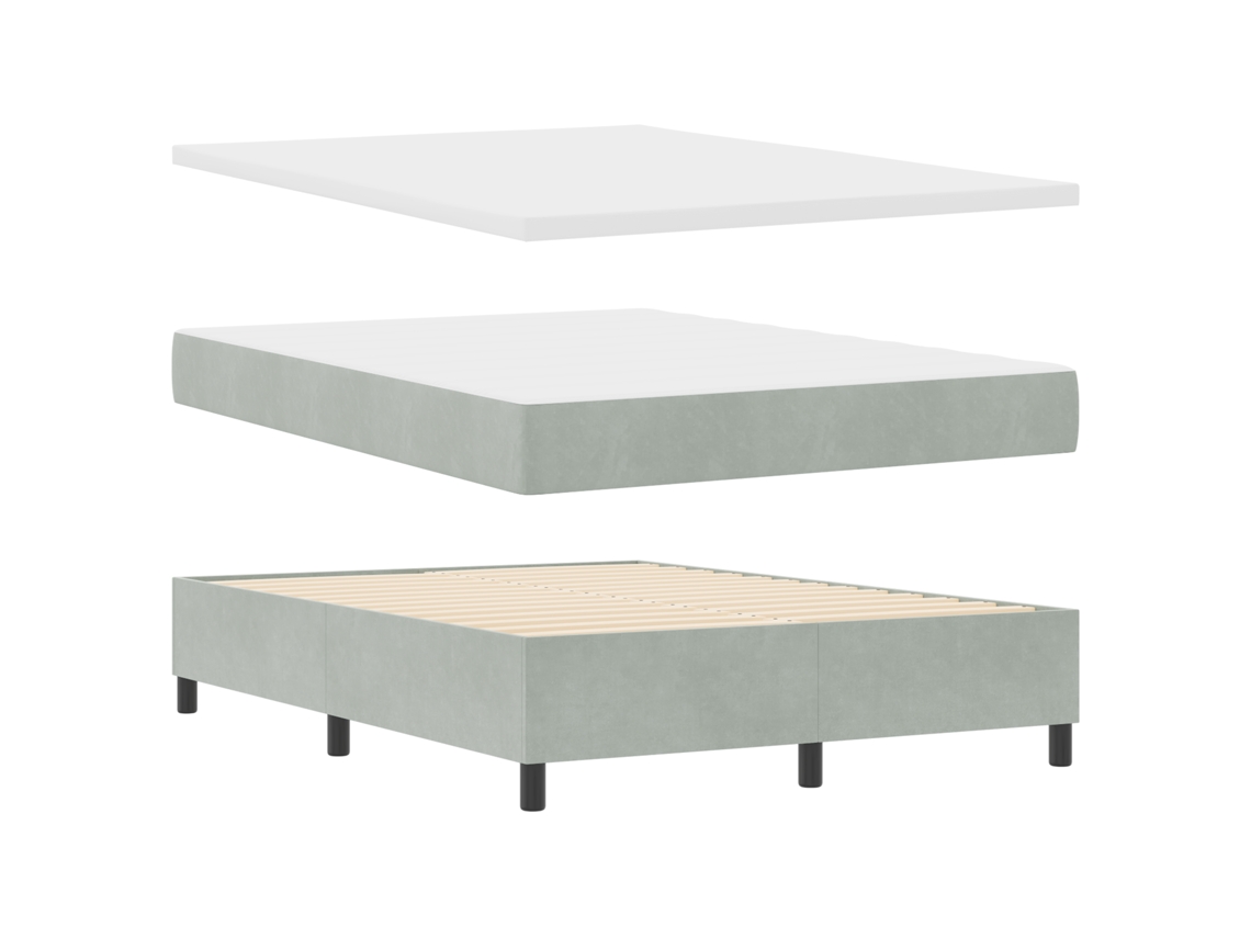 Conjunto 1 Cama Box Vidaxl Cinzento-claro Veludo (200 X 140 Cm)