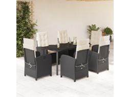 Maison Exclusive - 7 Pcs Conjunto De Jantar P/ Jardim C/ Almofadões Vime Pe Preto
