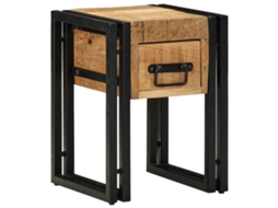 Conjunto 1 Mesa De Apoio Vidaxl Castanho Madeira De Mangueira Maciça (30 X 30 X 40 Cm)