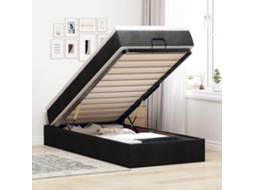 Vidaxl Estrutura De Cama Otomana Com Colchão Preto Tecido