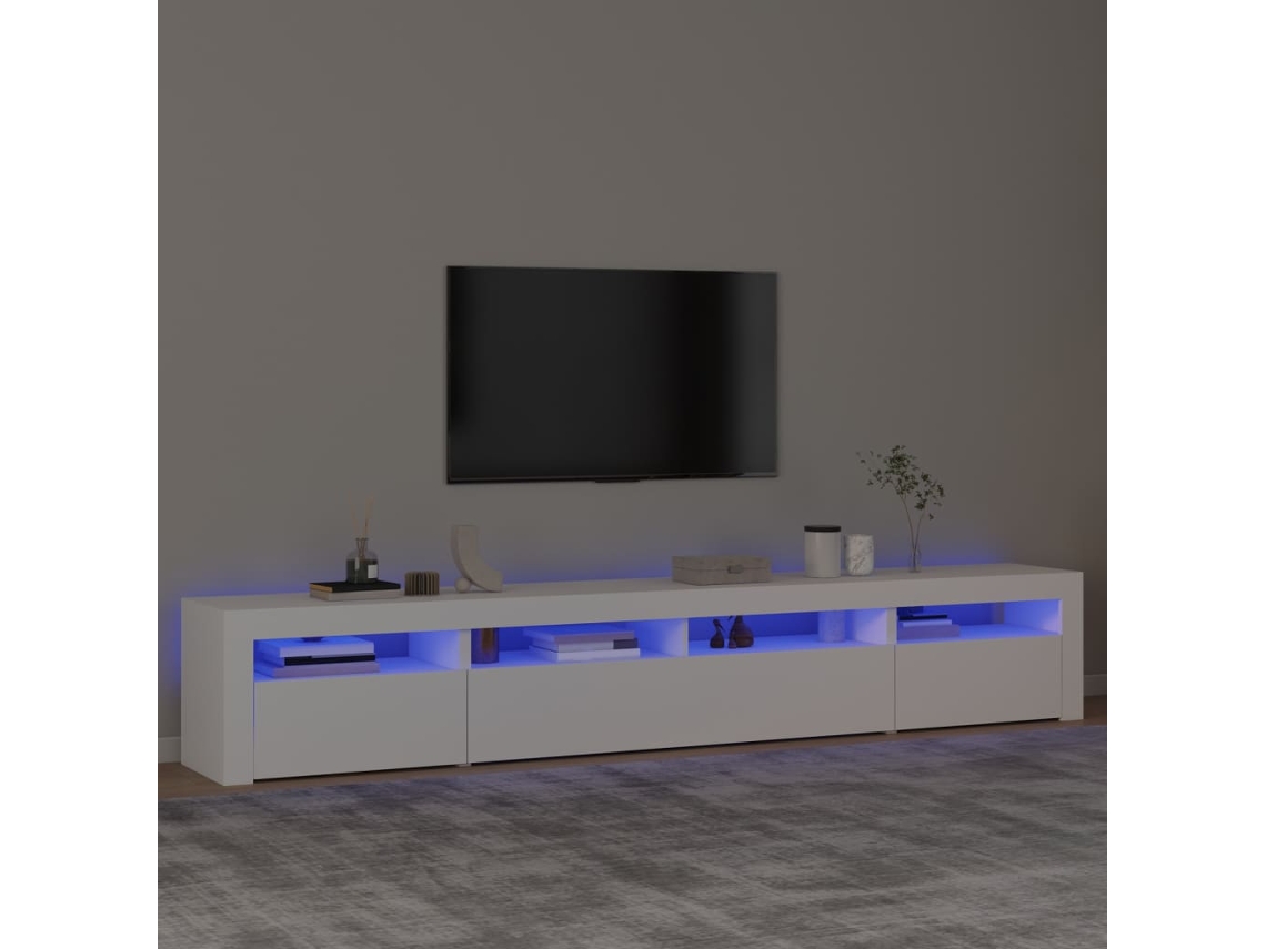 Vidaxl Móvel De Tv Com Luzes Led 240x35x40 Cm Branco