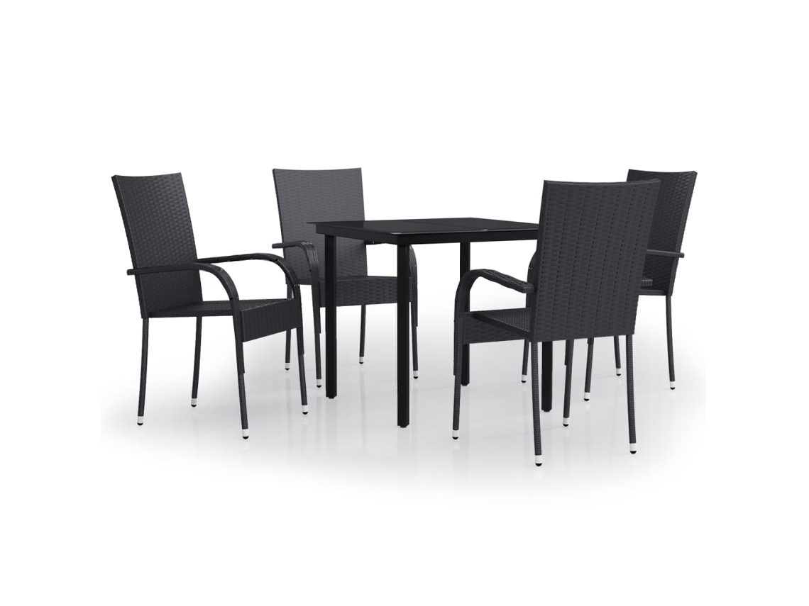 vidaXL 5 pcs conjunto de jantar para jardim preto