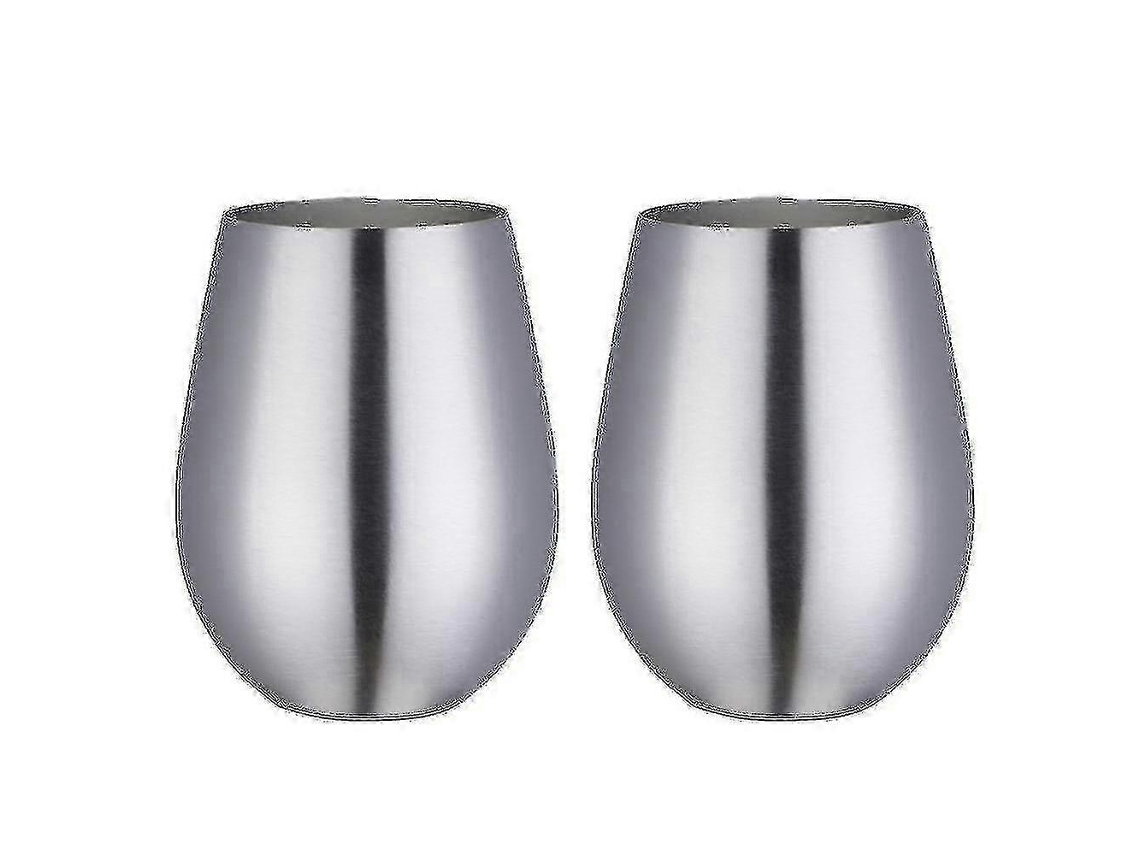 2-pack Copo De Vinho Sem Haste Em Aço Inoxidável Compatível Com Viagem