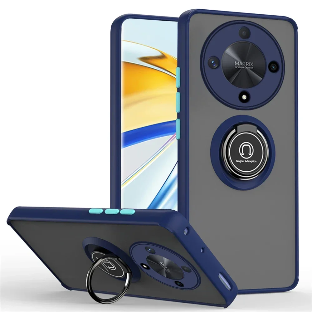 (azul Escuro, Honor Magic6 Lite) Capa Protetora Magnética Fosca Para Carro, Resistente A Impactos E Quedas, Capa Rígida E Durável.