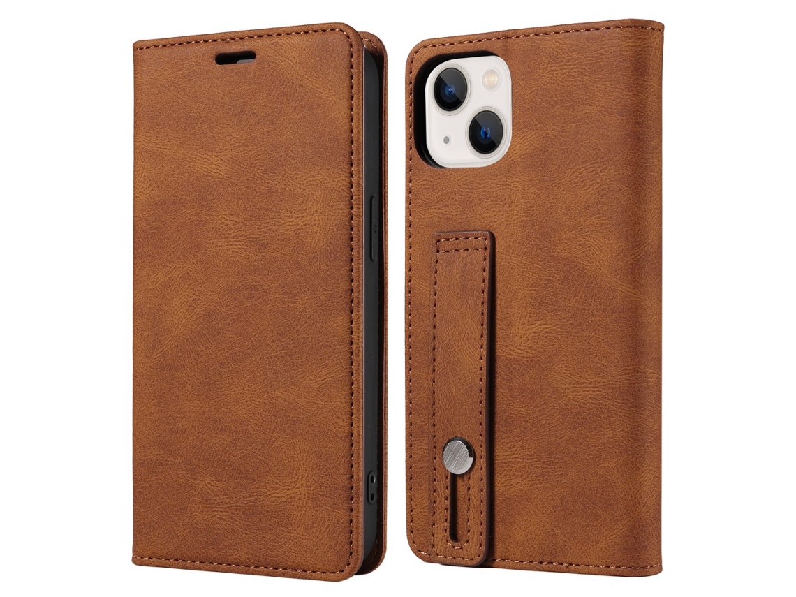 Capa Para Iphone 15 Pro Pele Sintética Castanho