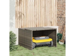 Vidaxl Garagem Para Cortador De Relva 86x90x52/57 Cm Vime Pe Cinzento