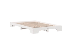 Conjunto 1 Estrutura Da Cama Vidaxl Branco Madeira De Pinho Maciça (135 X 190 Cm)