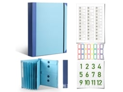 Incase I Go Missing Binder Manila Pocket Folder Accordion File Organizer, 5cm Thick, A4 Blue, With Large Label Stickers
