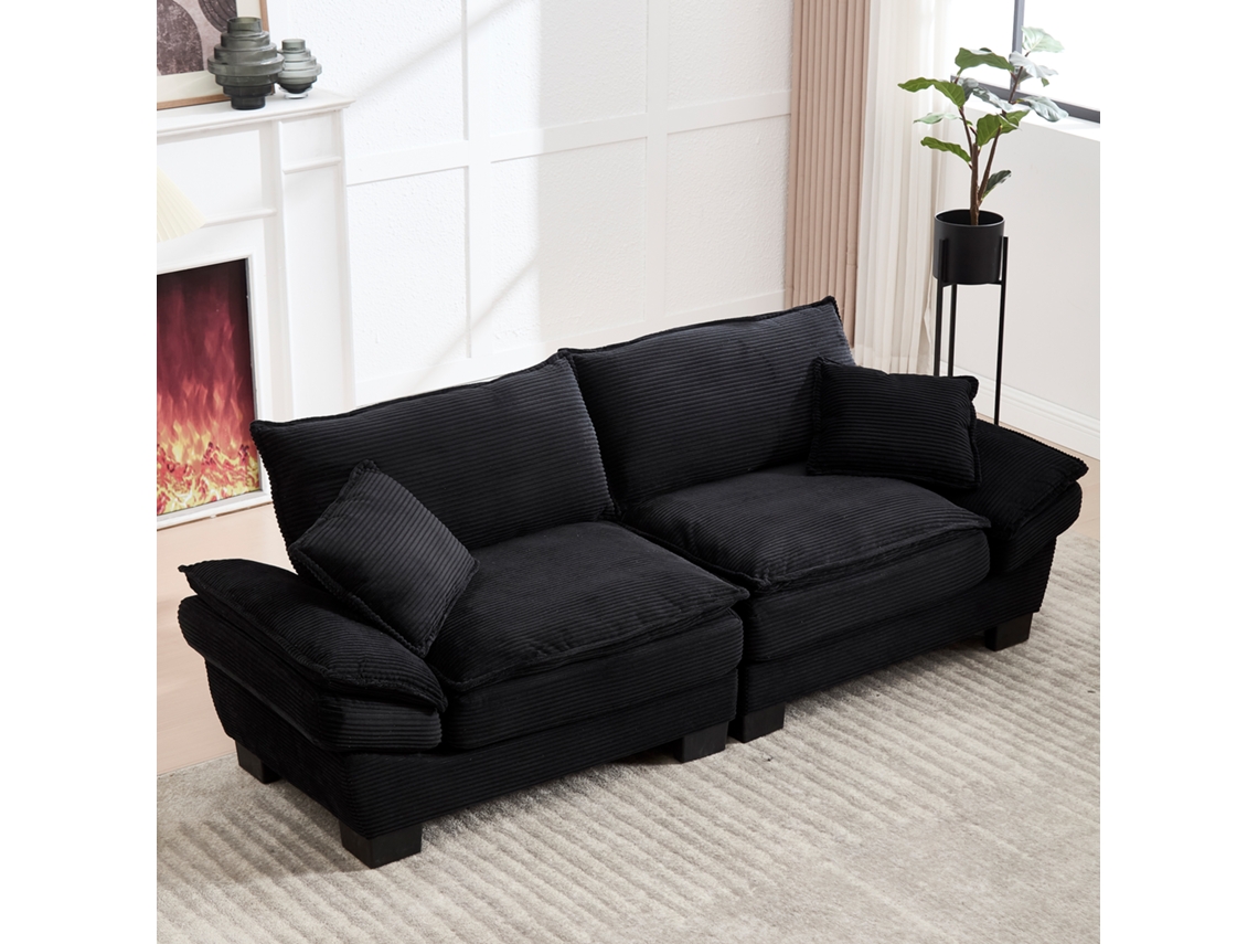Sofá Seccional Moderno em L, 3 Lugares, Sem Instalação, Chenile com Chaise, Braços, 3 Almofadas, Bolso Lateral para Controle, Cinza | S/MARCA