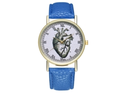 Relógio de quartzo unissex com pulseira de couro PU e mostrador azul royal com numerais romanos da Zhoulianfa.