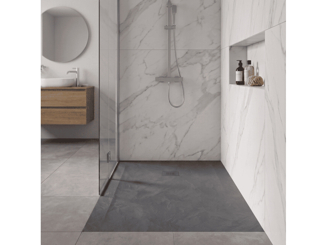Base de Duche Espatulada MIRLO 200x70 cm cinza com grade