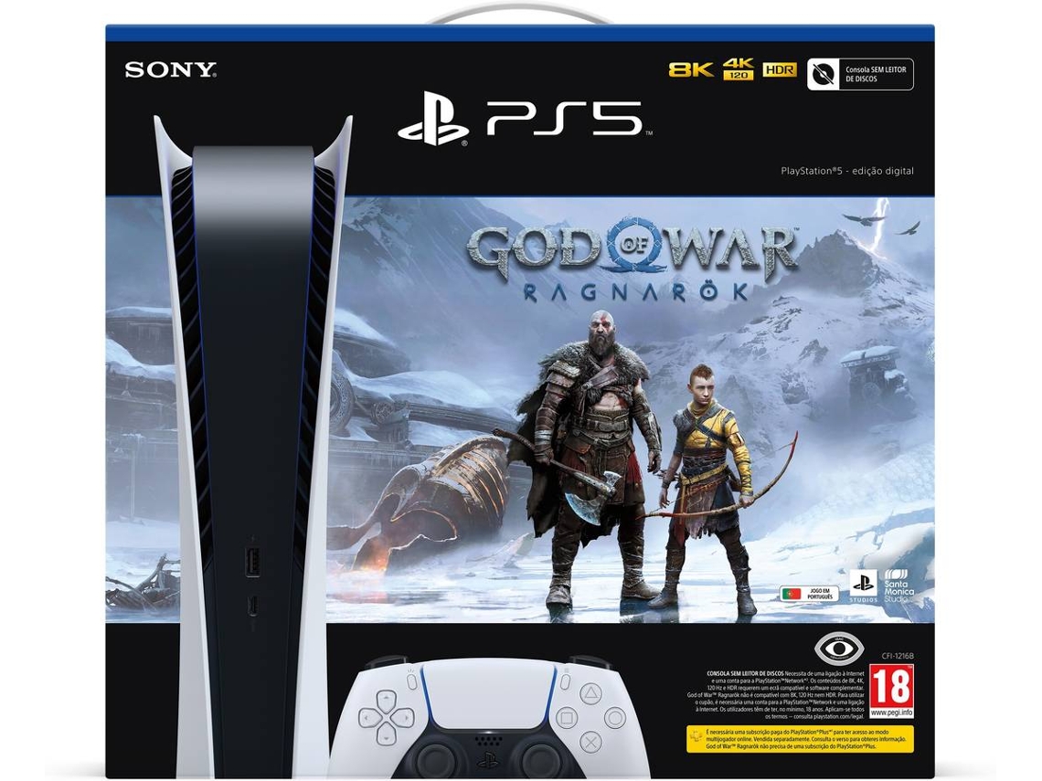 Consola PS5 Edição Digital (825 GB) + Jogo PS5 God Of War Ragnarök (Formato Digital)