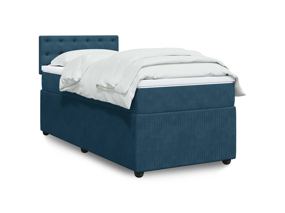 Vidaxl Cama Boxspring Com Colchão 80x200 Cm Veludo Azul