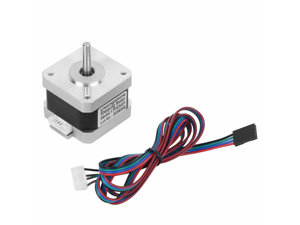 Motor de passo NEMA 17 17HS3401 de 34 mm, modelo 42BYGH, 1,3 A, 28 N.cm, com 4 fios, para impressoras 3D, CNC e gravação a laser (não aplicável)