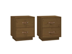 Bedside Cabinet, Bedside Cabinets Vidaxl Marrom Madeira De Pinho (n/a)